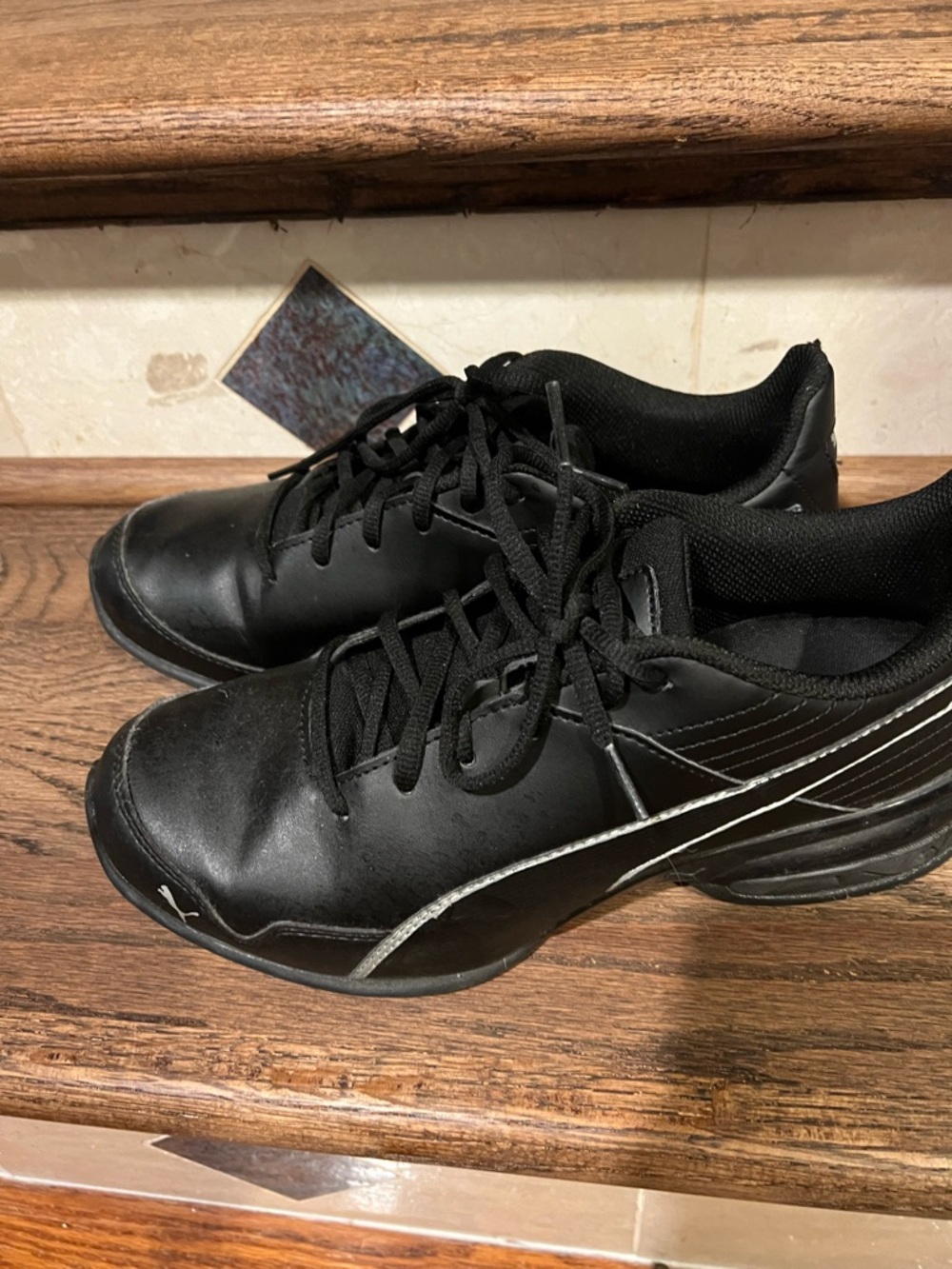 Puma Men's Black Athletic Sneakers with Silver Stripe